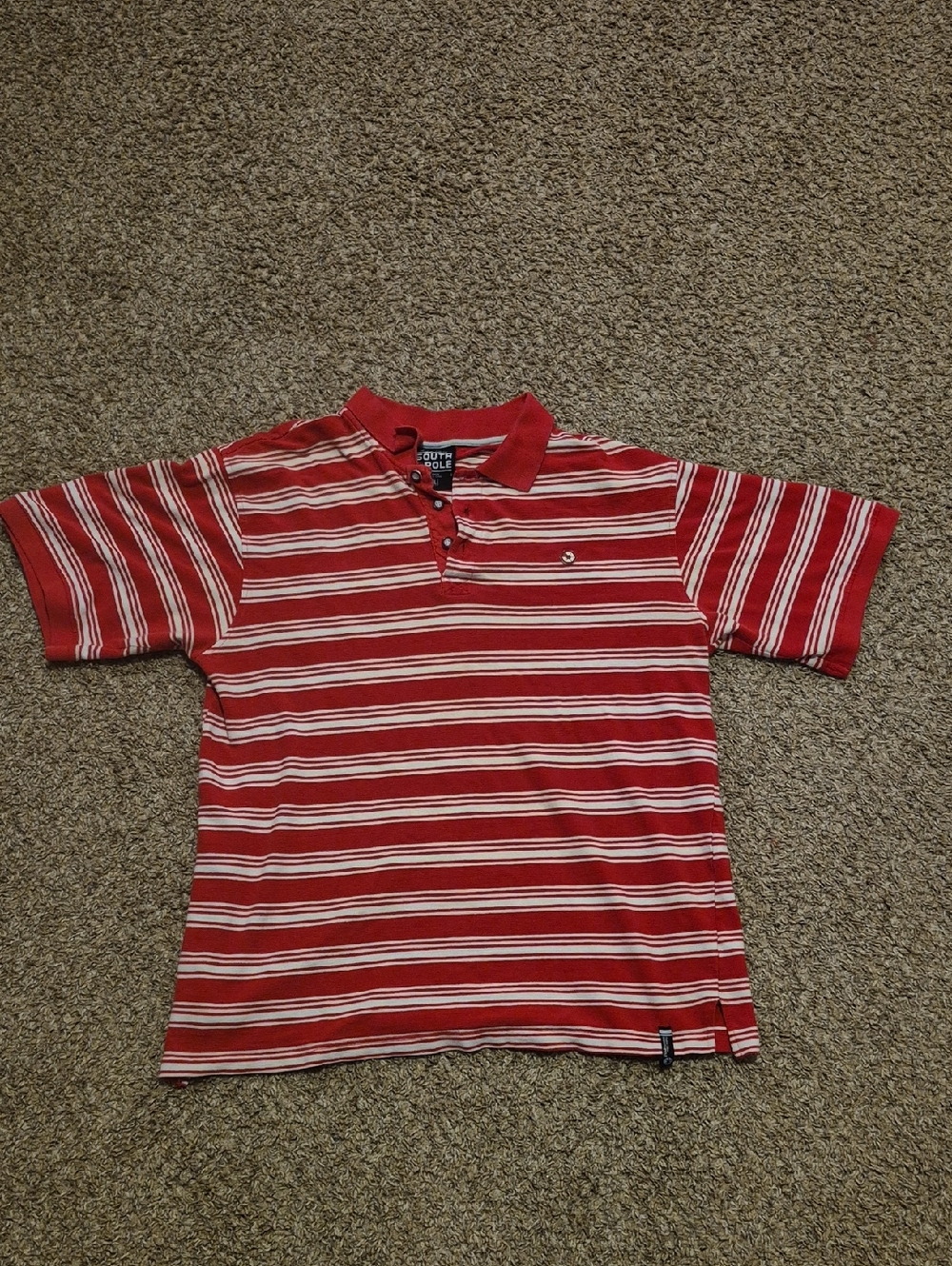 Y2k South Pole Red & White Striped Polo Shirt